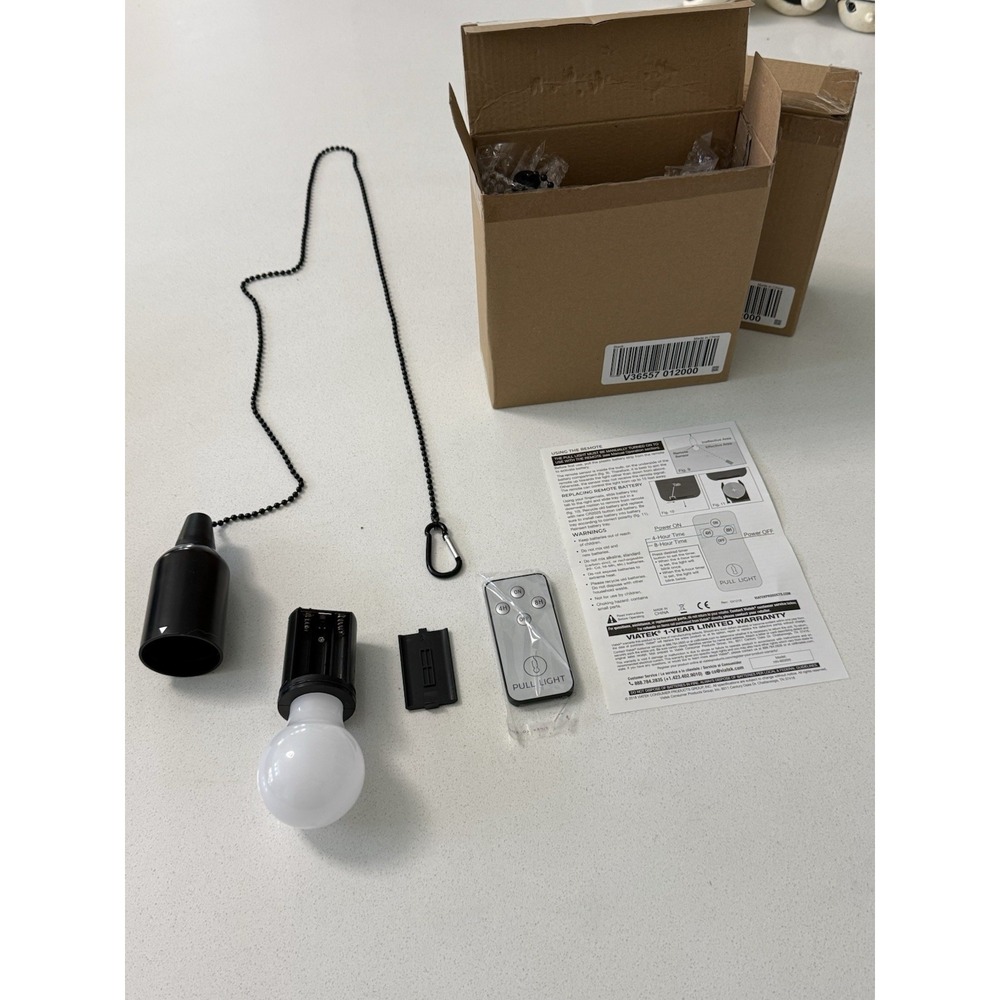 Viatek Black Pull Lights Hanging Pendants LED Set Of 6 In Boxes With Remote NEW